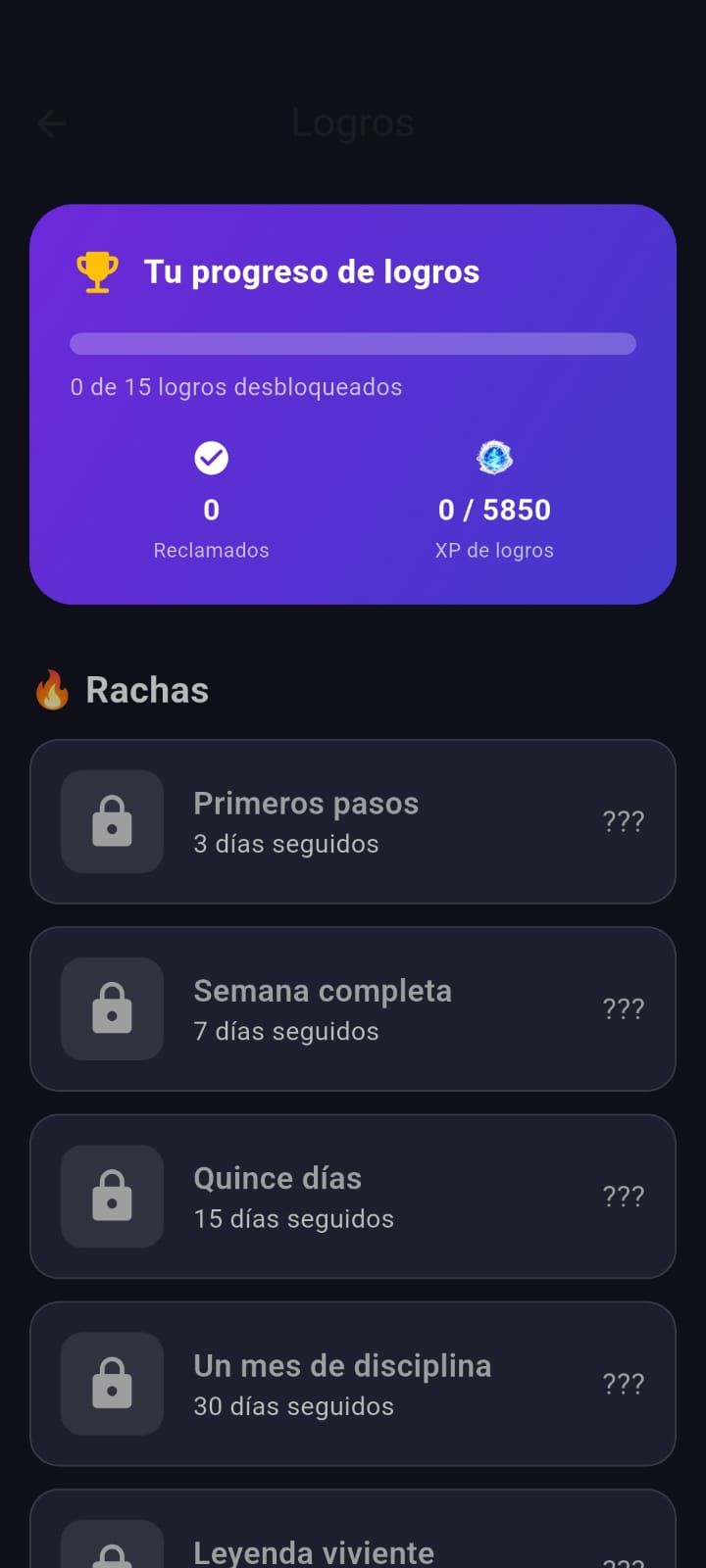 Pantalla de logros de LeyThra