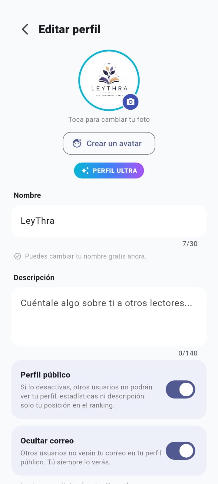 Insignia ULTRA en el perfil de LeyThra